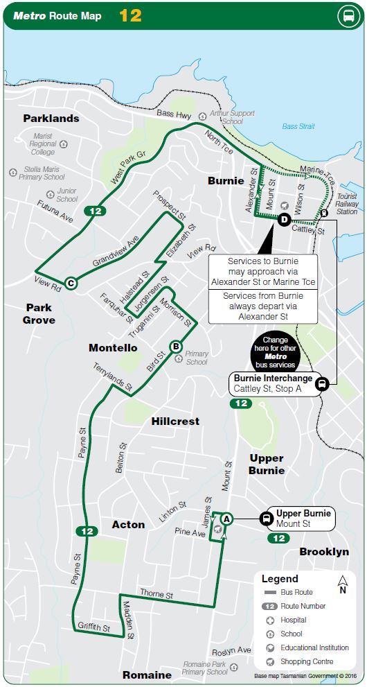 Upper Burnie to Burnie via Acton & Montello - Metro Tasmania Metro Tasmania